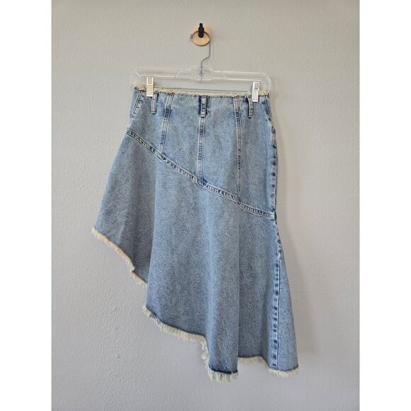 Francesca’s Marianne Asymmetrical Denim Midi Skirt Size S NWT Y2K Cowgirl Grunge - Picture 6 of 11